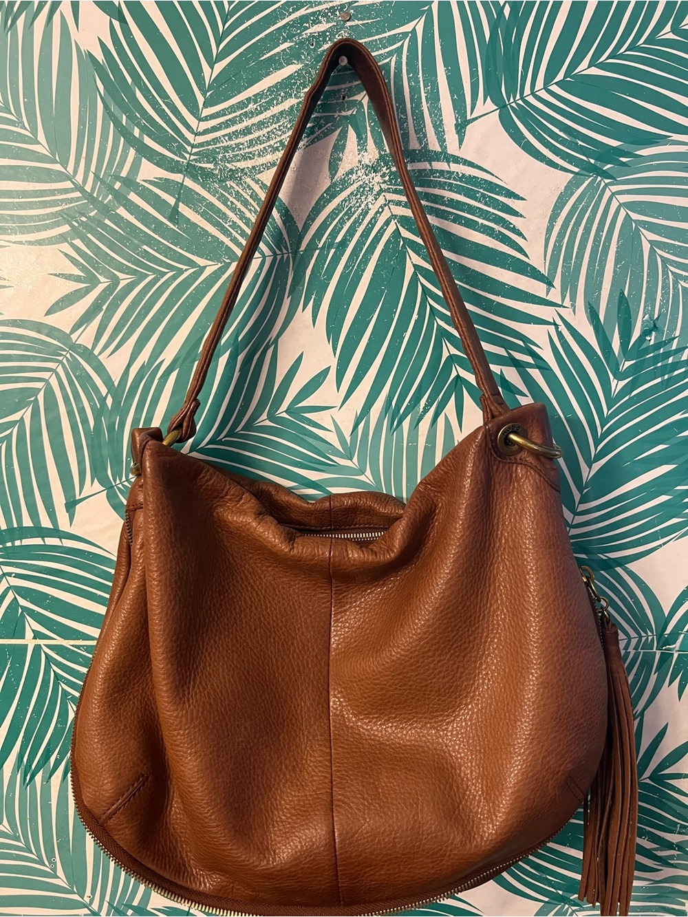 HOBO Tempest Shoulder Hobo Bag tassel charm & zip around accent leather bag